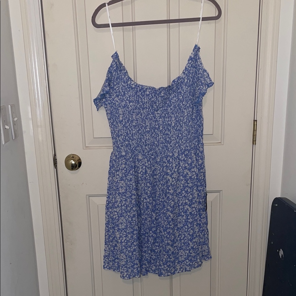 Lulus Blue Floral Off-Shoulder Dress